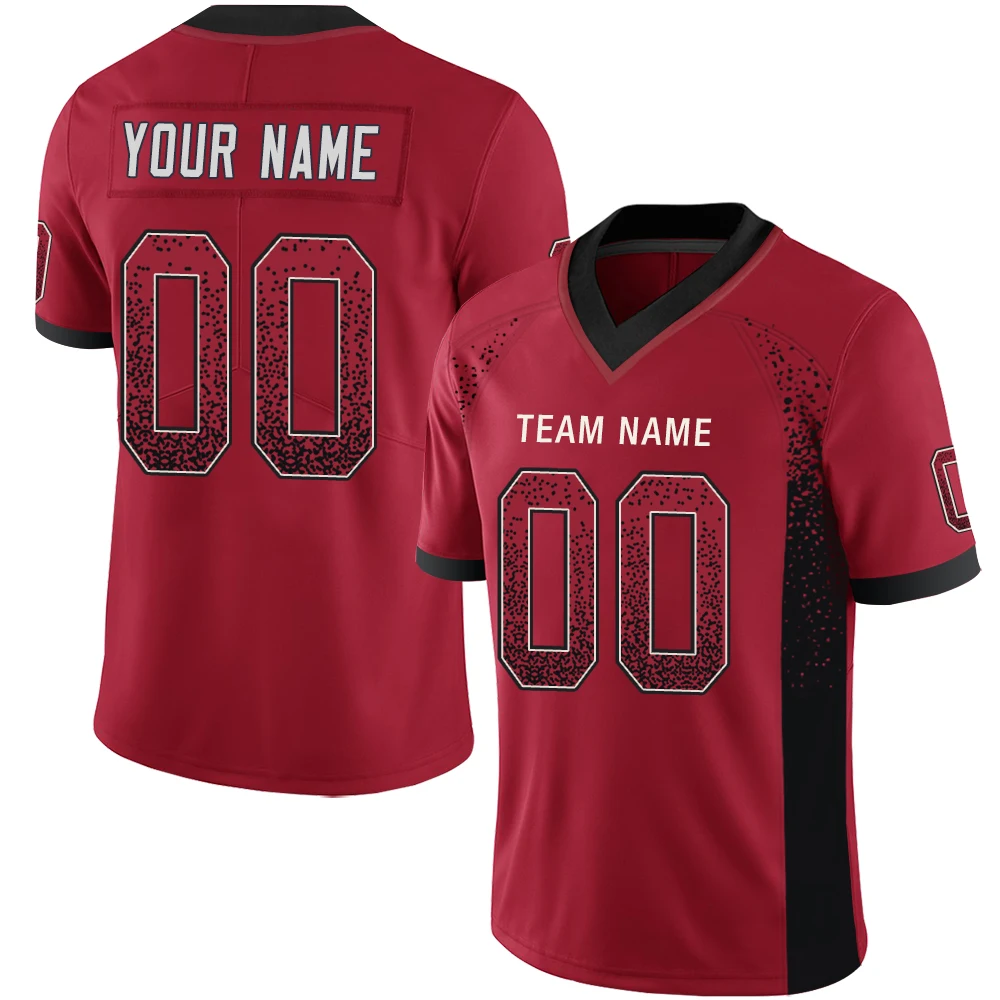 Top Quality Football Jersey Sew Team Name/Number Athletic Ployester Practice Short Sleeve Shirts for Boy/Girl/Kids Birthday Gift