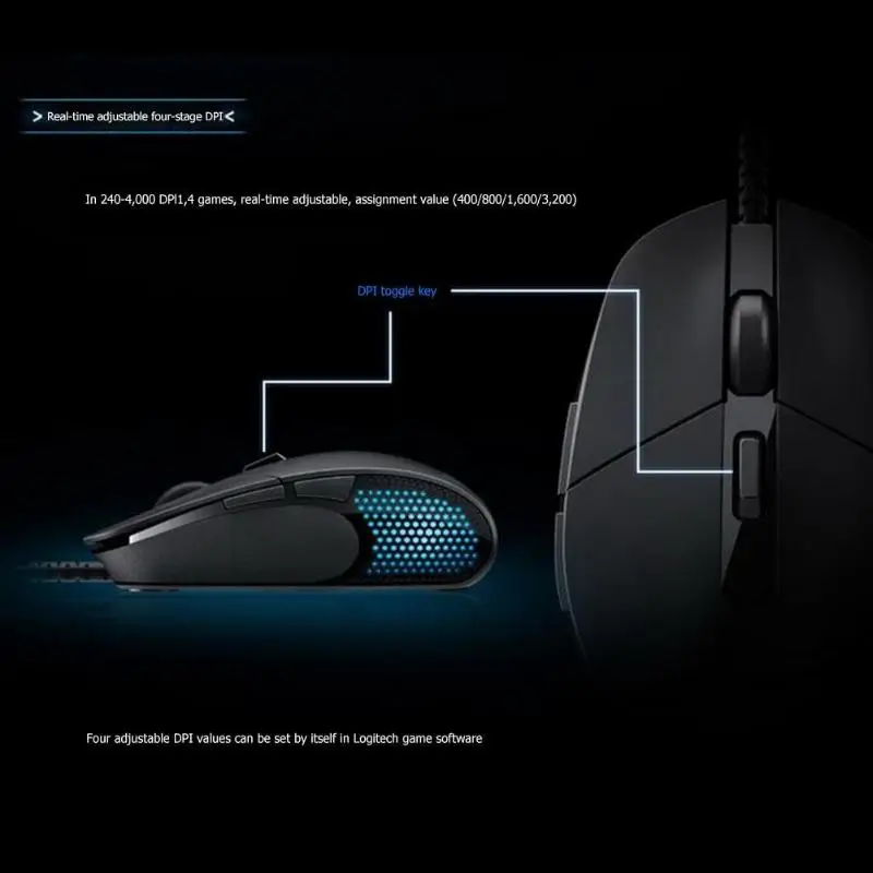 Игровая мышь logitech G302 Daedalus Prime MOBA, 6 кнопок, проводная мышь, ультра-высокоскоростная мышь с разрешением 240-4000 dpi для ПК, компьютера