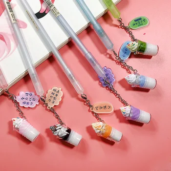 

36 Pcs Per Lot Ice Cream Pendant Gel Pens Cute 0.5 Mm Black Ink Neutral Pens Writing Supplies Stationery Promotional Gift