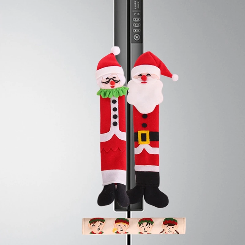 Christmas Decoration Refrigerator Door Handle Covers Cute Microwave Door Refrigerator Handle Sets Christmas Decoration