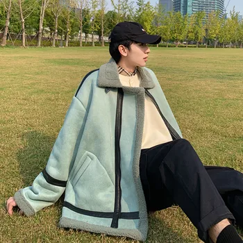 

2019 New Large Size Winter Simple Popular Men's Loose Korean Version Of The Wild Lamb Fur Deer Skinny Casual Coat
