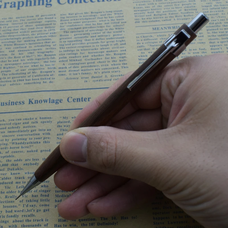 Wooden Mechanical Pencil 0.5mm Automatic Pen For Office School Nature Walnut Wood Drawing Writing Traditional Chinese Stationery 4