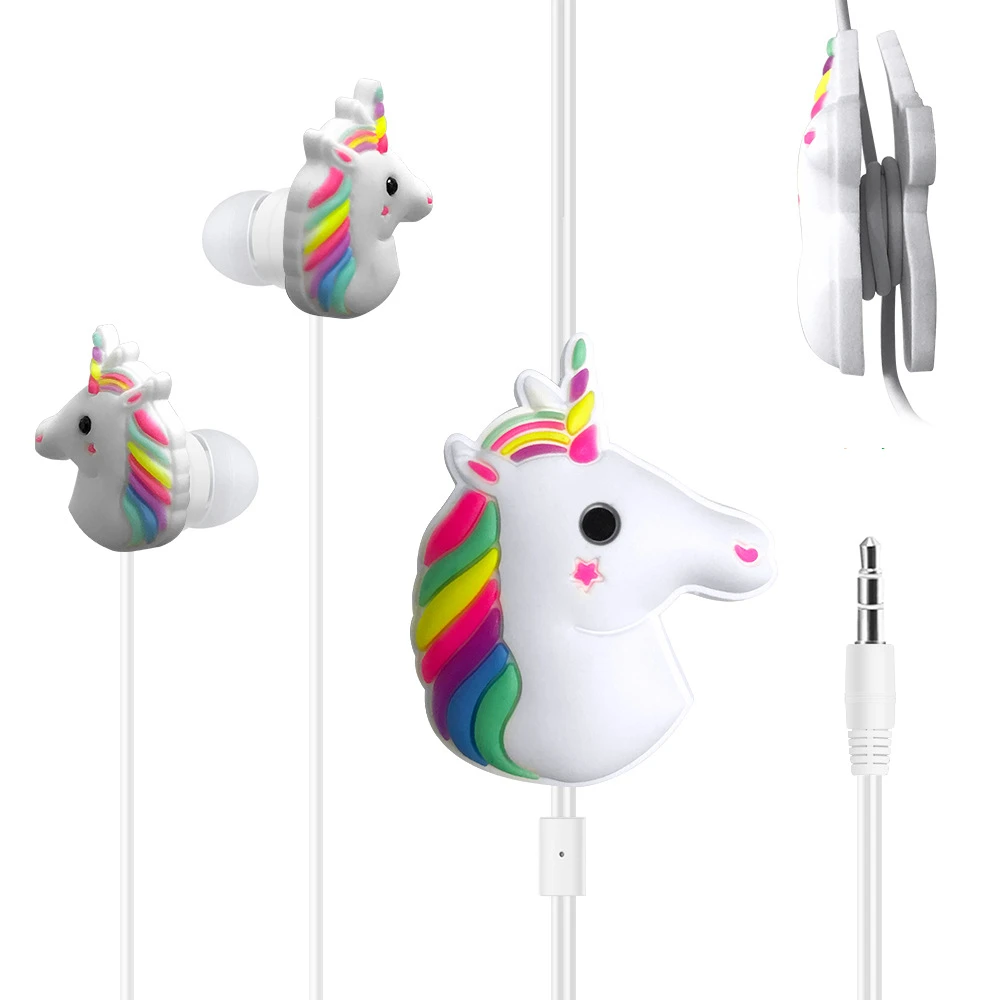 Caballo de dibujos animados Auriculares In-Ear auriculares especial Unicornios tapón Con Micrófono