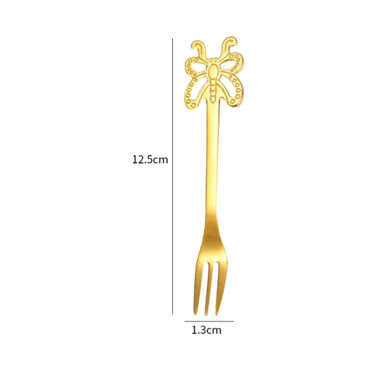 1 предмет Нержавеющая сталь разных цветов, с изображением милой бабочки Кофе Кубок Фрукты Ложка Вилка для охлажденных напитков фруктовое мороженое десерт Чай столовая ложка