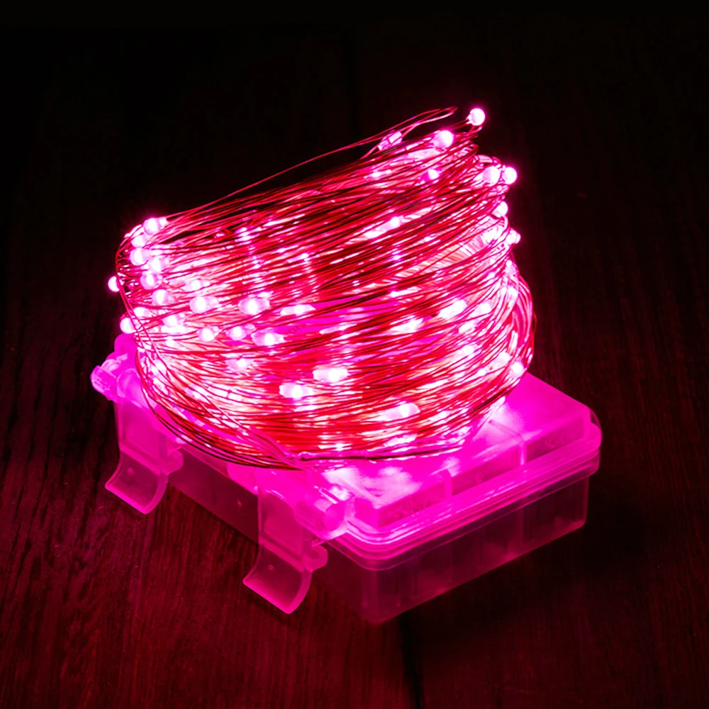 Lámpara de alambre de cobre LED de 4,5 V CC, control remoto, 8 modos de parpadeo, caja de batería, cadena de luces de alambre de cobre, luces de decoración navideña