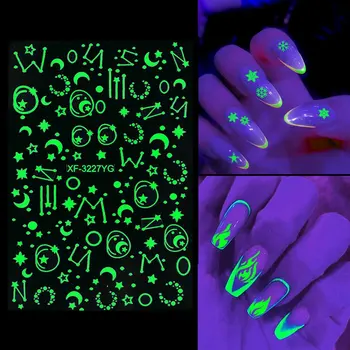 

Luminous Nail Sticker Butterfly Snowflake Flame Halloween Christmas Party Self-Adhesive Diy Nail Art Decoration