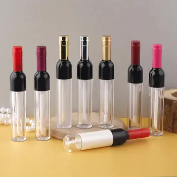

5ML Wine Shaped Lip Gloss Tubes Empty Lipstick Lip Glaze Silver/Gold/Red/Pink Reffilable Bottle Cosmetic Packaging Container