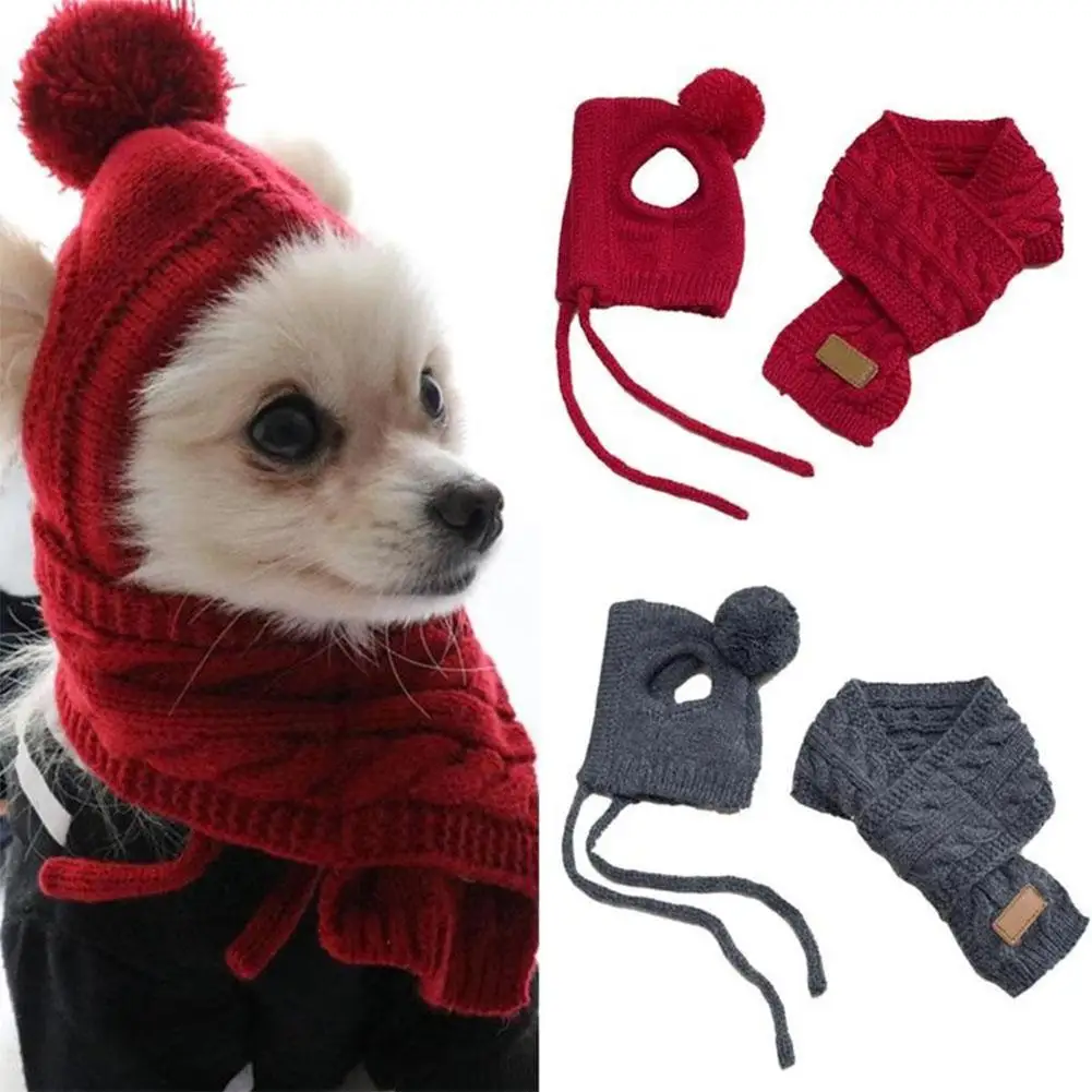 Gorro de punto cálido para mascotas, conjunto de bufanda perros, productos para mascotas, gorro divertido de Cosplay para perros, accesorios para cachorros de Chihuahua, invierno, moda _ - AliExpress Mobile