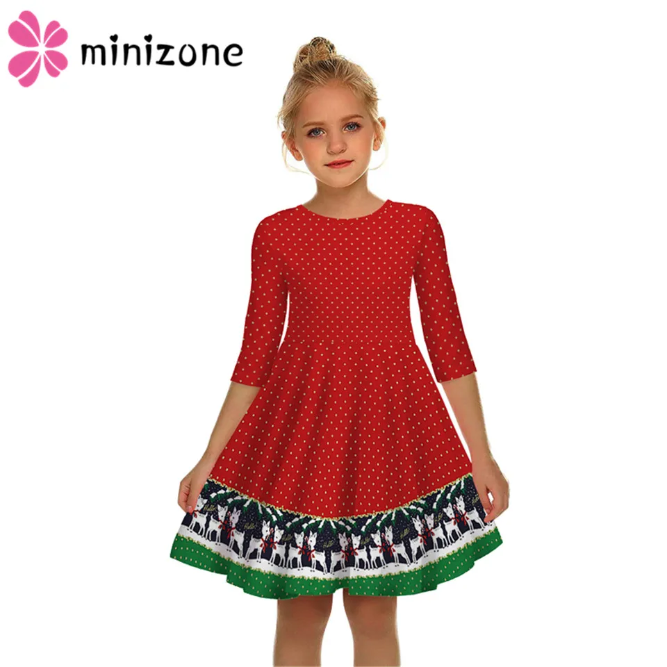 Детские платья для девочек с длинными рукавами; Платье с принтом оленя и снежинки; новогодний костюм; платье принцессы; детская Рождественская одежда; Vestidos 20