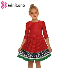 Детские платья для девочек с длинными рукавами; Платье с принтом оленя и снежинки; новогодний костюм; платье принцессы; детская Рождественская одежда; Vestidos 20