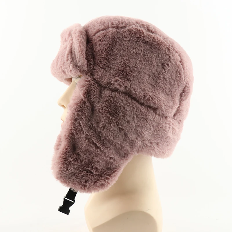 CAMOLAND Women Soviet Badge Russian Ushanka Pilot Bomber Hat Mens Faux Fur Army Military Winter Trapper Earflap Snow Caps winter hat fur hat earflap hat faux fur hat