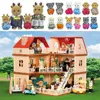 Simulation Kitchen Forest Family Small House Double Three- Story Villa Reindeer  Animal Model Girl Dollhouse Furniture Toy Gifts 5