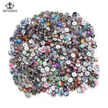 ROYALBEIER 100 stks/partij Gemengde Mooie Patronen Charms 18mm Glas Drukknoop Voor DIY Snaps Sieraden Random Levering KZHM151