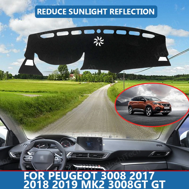 

Накидка на внутреннюю панель автомобиля для Peugeot 3008, 2017, 2018, 2019, Mk2, 3008GT, Солнцезащитный коврик