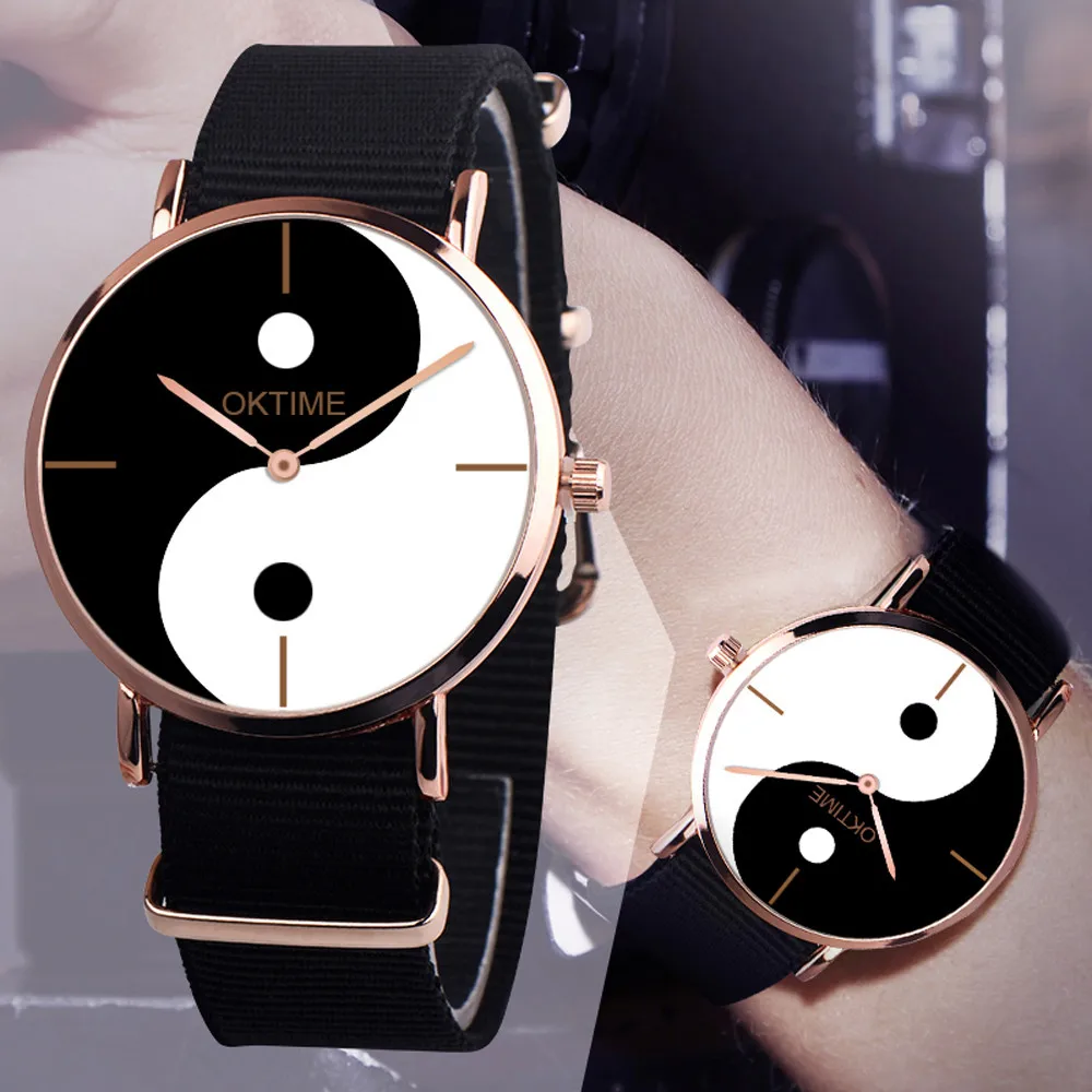 

susenstone OKTIME Womens Eight-Diagram Tactics Casual Canvas Leather Analog Quartz Watch Wristwatch Clock Gift High Quality#9