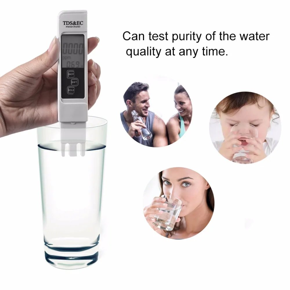 

3 In 1 Multifunctional TDS EC PPM Water Quality Meter Tester Pen LCD Display 0-5000ppm TDS&EC Tester Pen Hot Sale