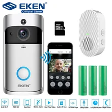 EKEN V5 wideodomofon, inteligentny, bezprzewodowy, Wi-Fi, dzwonek do drzwi zapewniający bezpieczeństwo, nagrywanie wizualne, domowe urządzenie kontrolne, noktowizor, intercom-domofon do drzwi