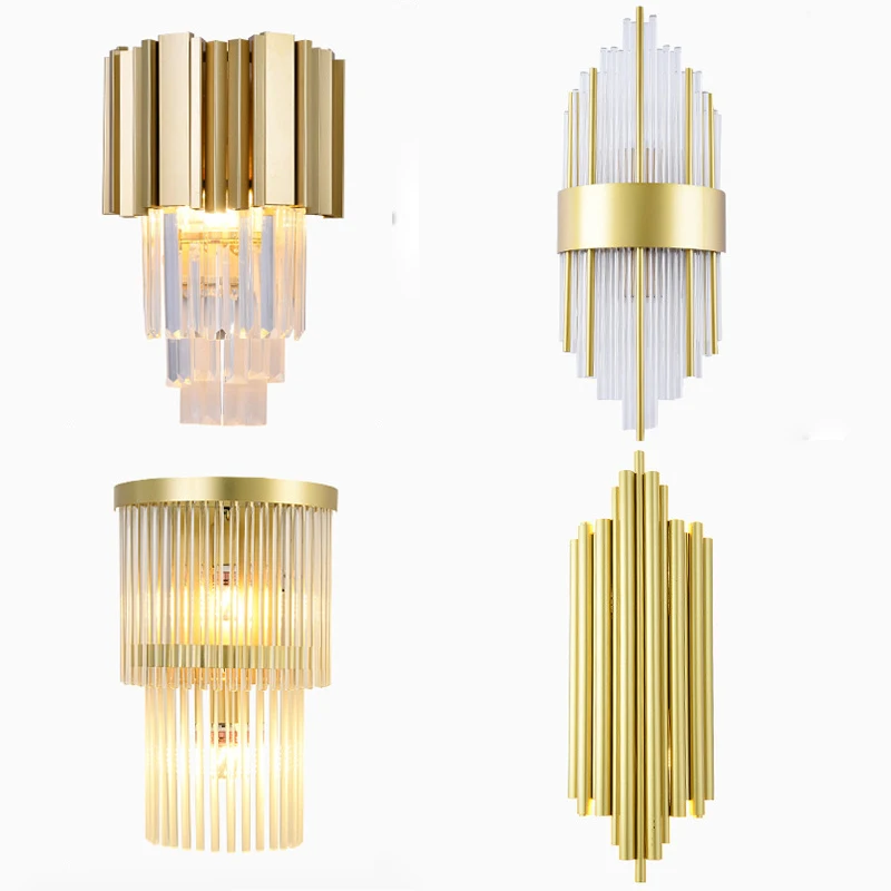 

Modern Crystal Luxury Stairs LED Wall Light Bedroom Bedside Aisle Wall Lamp