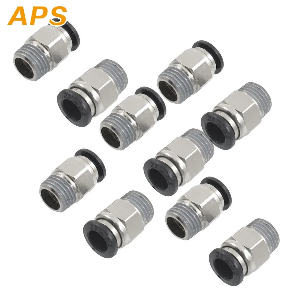 

10Pcs 1/4" BSPT Male Thread To 8mm OD Tube Push In Joint Pneumatic Connector Quick Fittings