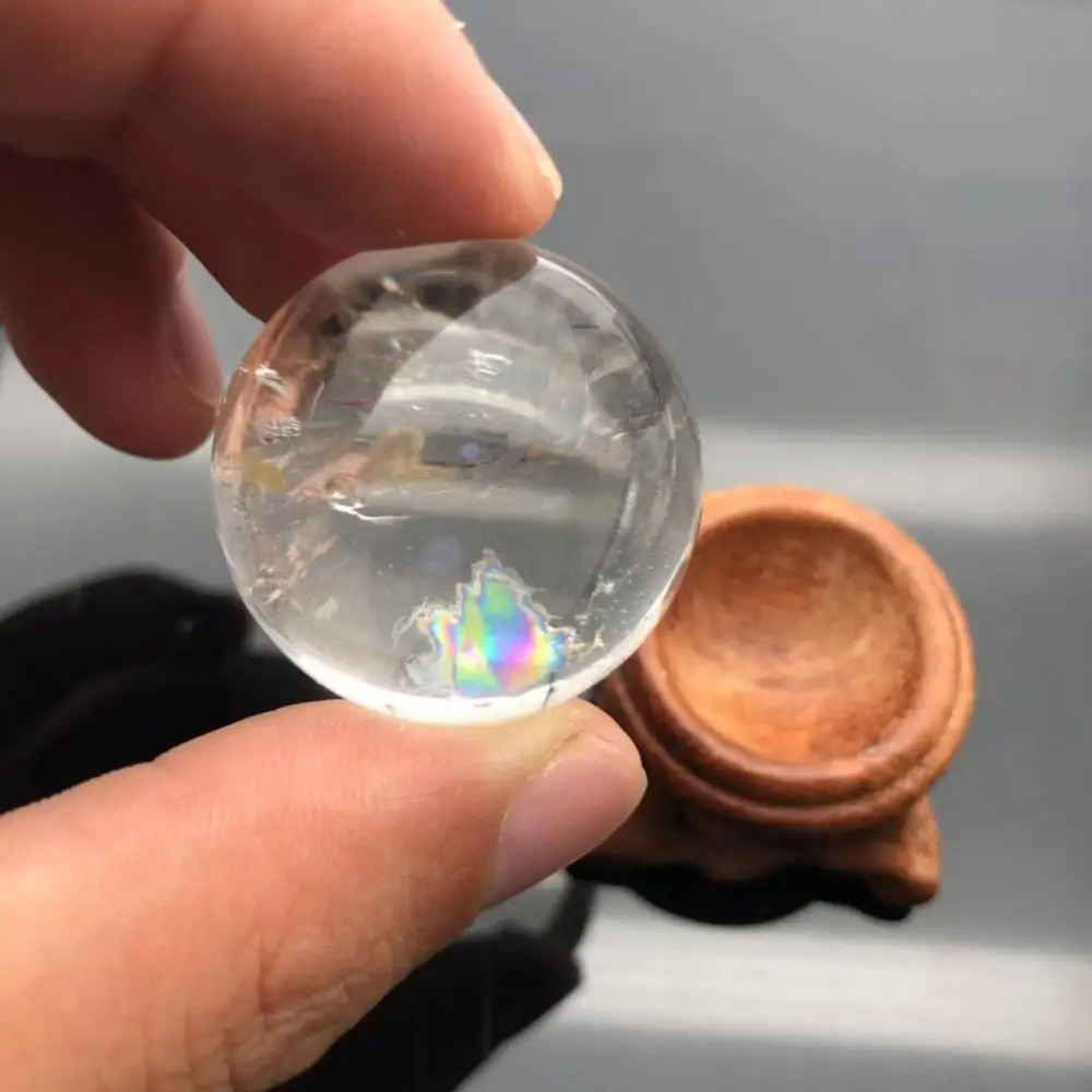 Натуральный Радужный рок Прозрачный кристаллический кварц мяч целебные минеральные камни и кристаллы Wicca фэншуй колдовство Сфера - Цвет: 30mm(1.18in)
