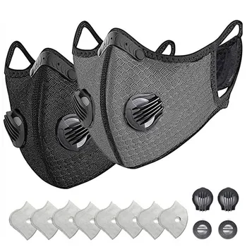 

маски mondkapje masque en tissu lavable 2PC Masks for protection with 2 valves and 8 Filters Reusable Dustproof Respirator