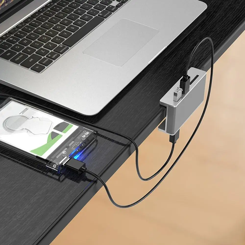 USB 3,0 концентратор с зажимом и кардридером, алюминиевый сплав, 3 порта, высокоскоростной разветвитель, концентратор для настольного ноутбука