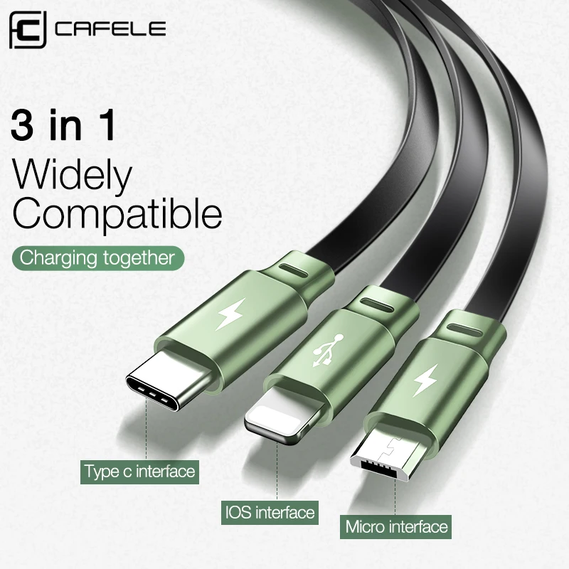  Cafele 3 in 1 Lade USB Kabel für iPhone Typ C Micro Versenkbare Ladegerät Kabel 120cm 3A Schnelle L