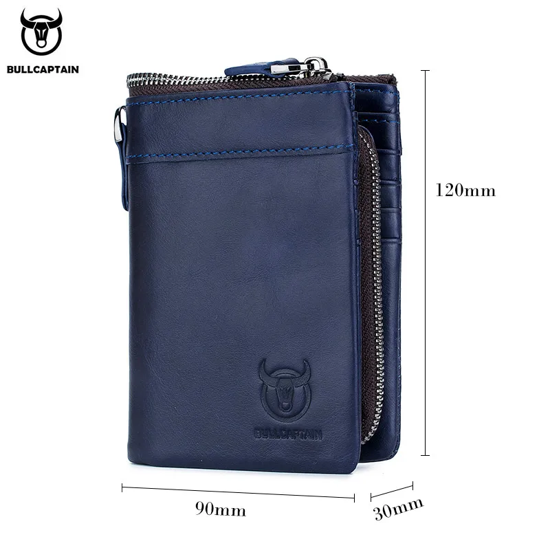Bullcaptain Vintage Leather Buckle Wallet Coin Purse Wallet Card Men's Wallet Cartera Hombre Men's Handbag RFID Holder