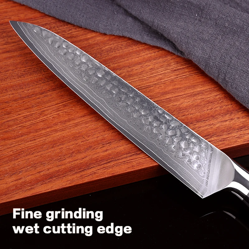 Kitchen Meat Knife Slicing Damascus Chef Knives 8inch G10 Handle Hammared Pattern Ultra Sharp Blade Cleaver Cooking Knife Cutter