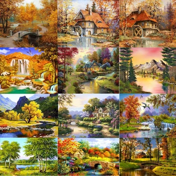 

DPF 5D Diamond Painting Round/Square full Cross Stitch Autumn Crafts Diamond Embroidery Mosaic Needlework kits Home Decor