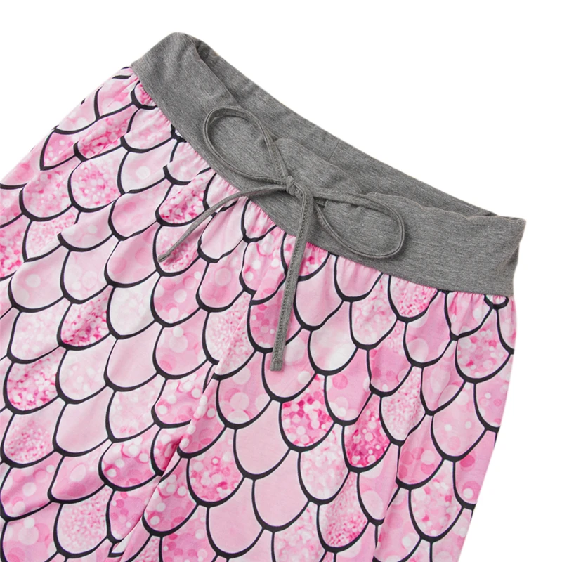 Женские хлопковые Пижамные штаны для сна в форме рыбьей чешуи, женские весенне-осенние повседневные пижамные штаны для отдыха