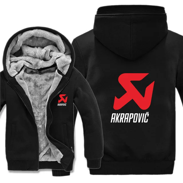 Akrapovic толстовки куртка зимняя мужская повседневная шерстяная подкладка флисовая Akrapovic толстовки Hoodioe высокого качества S-5XL - Цвет: 1