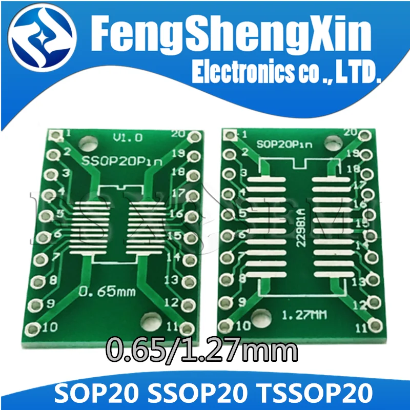 10 шт./лот SOP20 SSOP20 TSSOP20 to DIP20 Pinboard SMD To DIP Adapter 0 65 мм/1 27 мм до 2 54 Pin печатная плата |