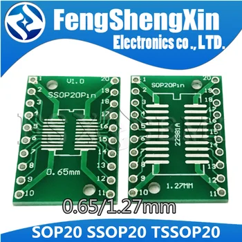 

10pcs/lot SOP20 SSOP20 TSSOP20 to DIP20 Pinboard SMD To DIP Adapter 0.65mm/1.27mm to 2.54mm DIP Pin PCB Transfer Board