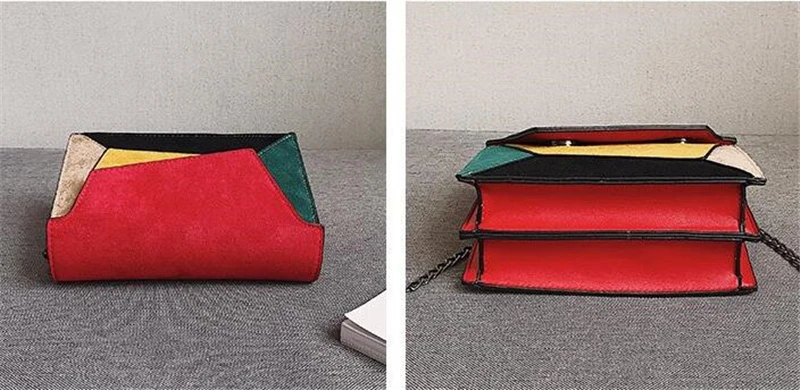 Skup Retro matowy Patchwork Crossbody torby dla kobiet Messenger torby pasek z łańcuchem na ramię pani mała klapa Criss torba typu cross