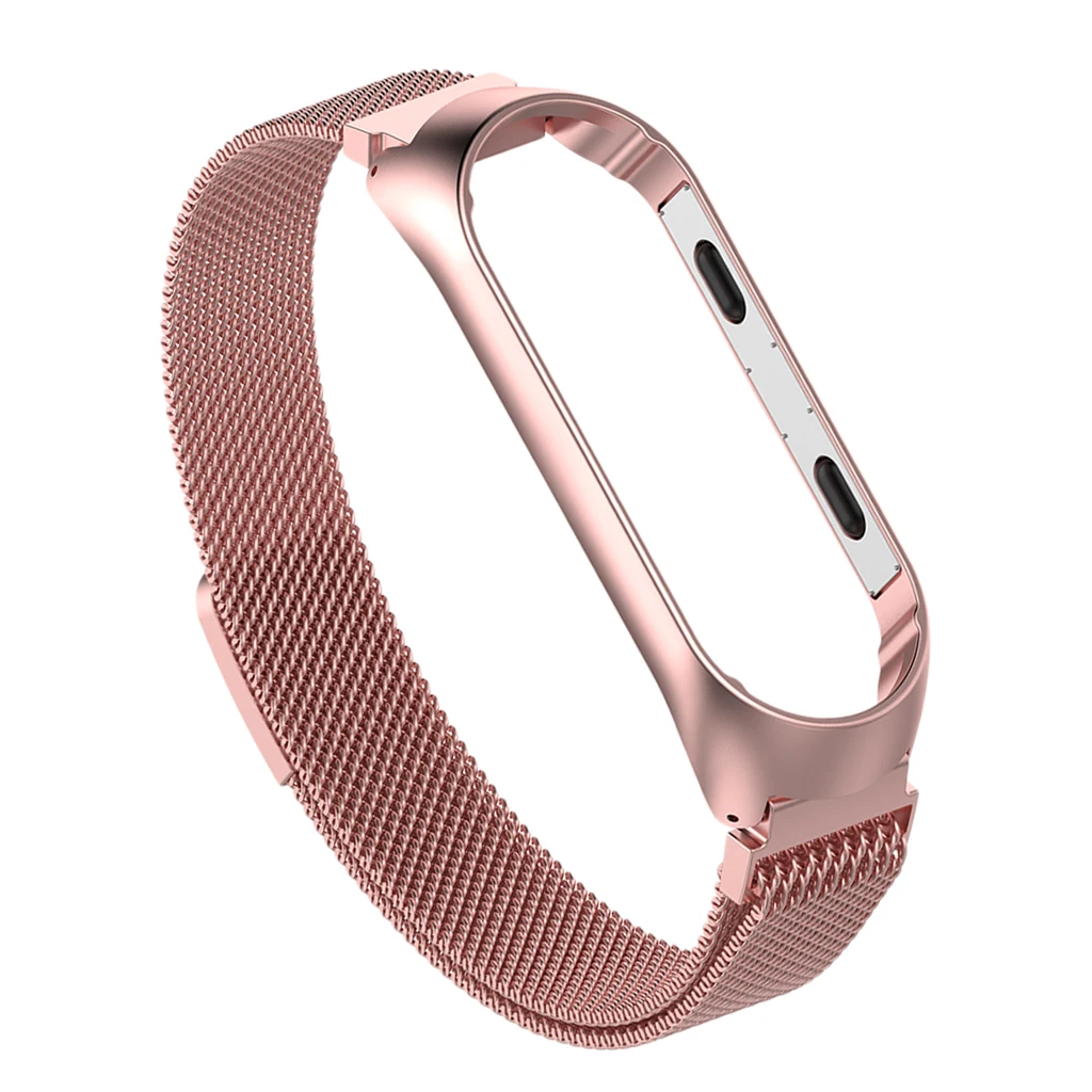 Сменный ремешок из нержавеющей стали для xiaomi mi Band 3 4 браслет ремешок для спортивных часов часы металлический ремешок на руку для xiaomi mi band 3 4 - Цвет: Rose Pink