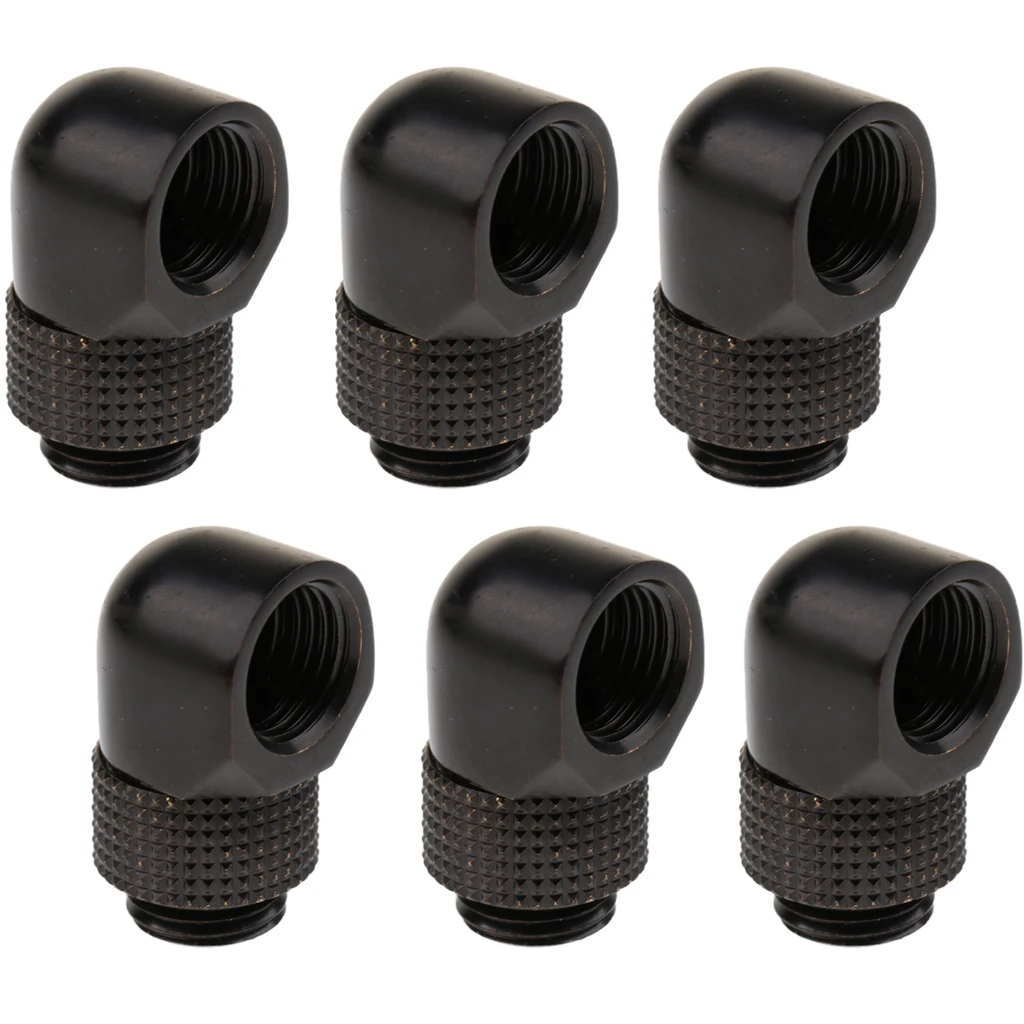 6pcs G1/4`` 90 Rotary Extender Fitting Adapter Water Cooling Connectors