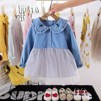 

Melario Newborn Baby Dress 2020 Sweet Ruffles Girls Dress Toddler Baby Mesh Denim Pricness Dresses Birthday Dress Vestidos