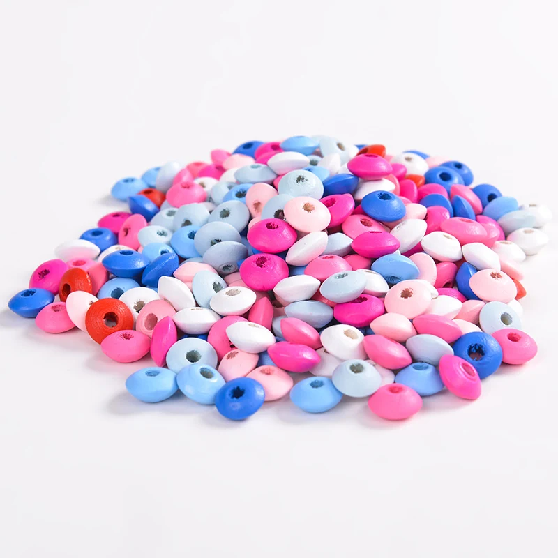 Wooden Flat Wood Beads Lead Free Loose Spacer Round Wooden Beads Kids