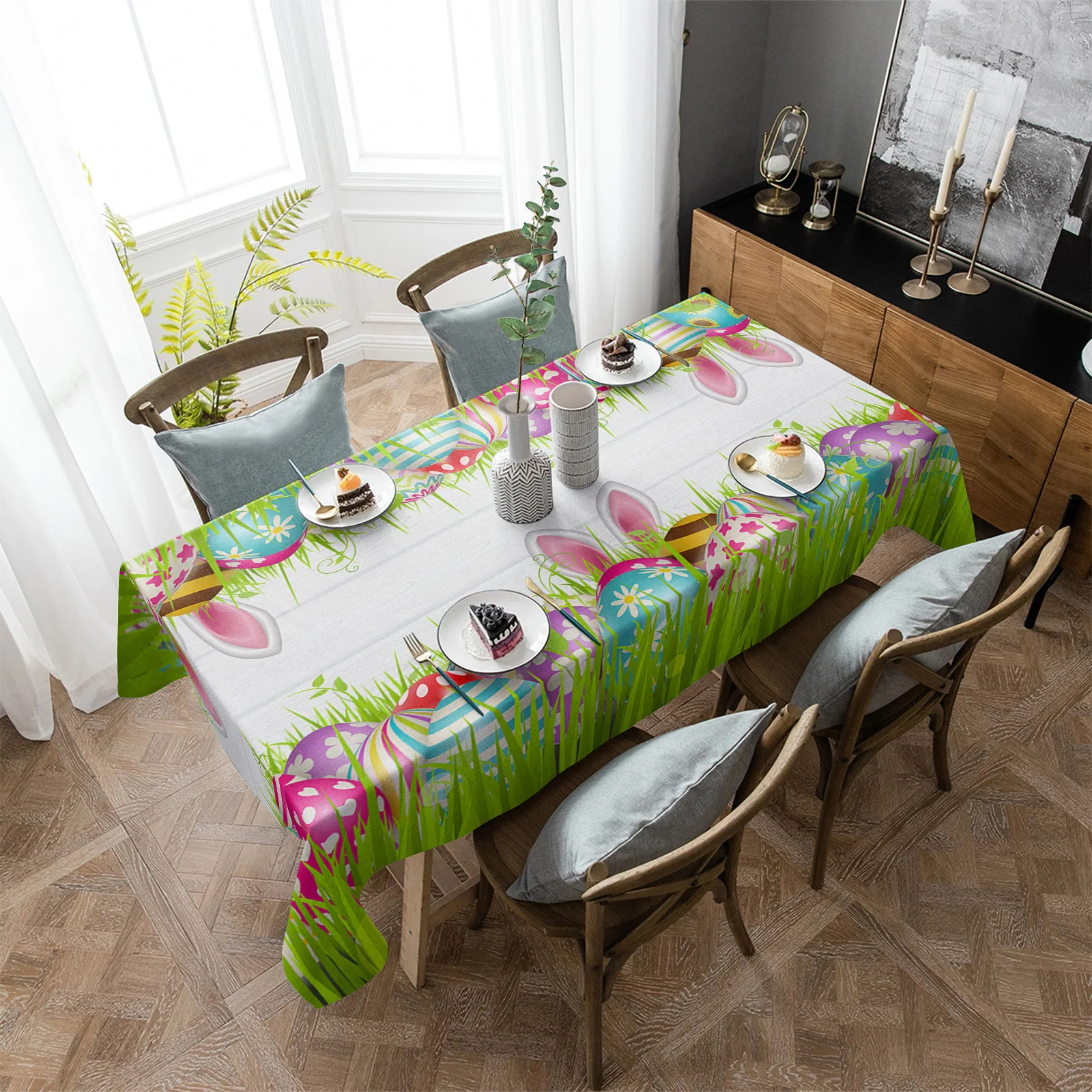Easter Party Tablecloth Grass Pattern