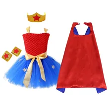 1 комплект, платье-пачка для девочек с героями мультфильма «чудо-девочка», платья на день рождения для девочек, супергерой, геройская тематика, костюм на Хэллоуин для детей