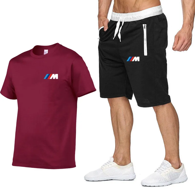 

Fashion M Power Fun Tracksuit Set Man 2020 Summer Sportwear Sets Fitness 2pcs Fashion outdoor Shorts Set Mens Man Brand Clothing