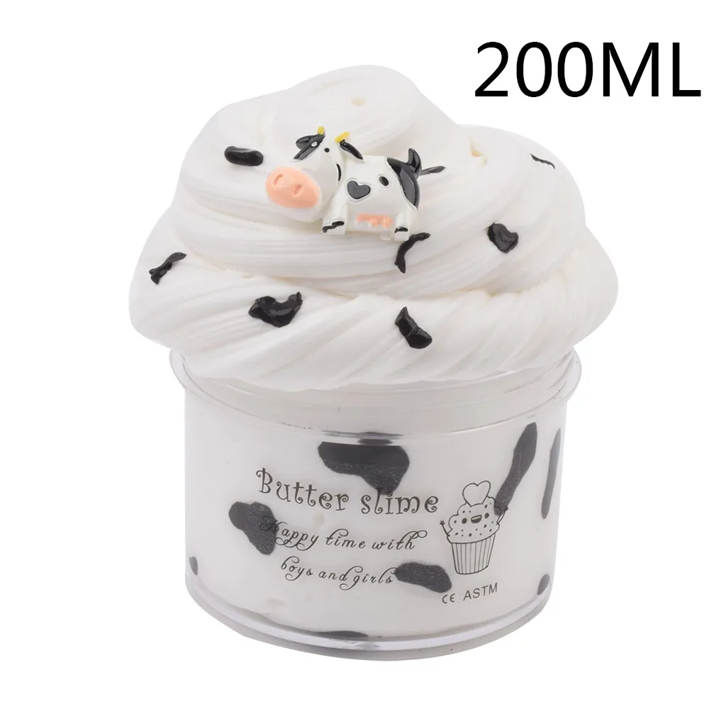 200ML 60/120/200 мл Крупный рогатый скот пена облако грязь слизь талисманы Ароматические стресс мягкая глина для творчества игрушка шлама пушистые слизи бусины расчесывание подарки - Цвет: 200ML