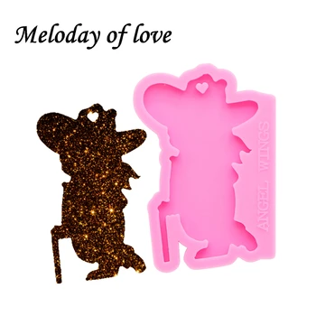 

keychains moulds Shiny mascot molds for keychain DIY resin keyring decoration jewelry silicone custom mold DY0171