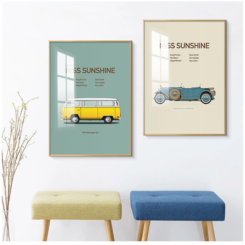 

Cartoon Vintage Car Painting Nordic Poster Wall Art Canvas Painting Wall picture Forchildren's room bedroom Home Decor