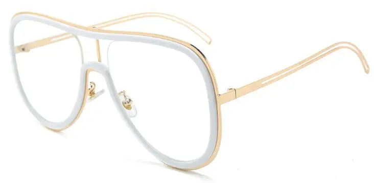 C8 white clear Новые модные солнцезащитные очки с большими рамами для женщин и мужчин, модные брендовые дизайнерские солнцезащитные очки с металлической рамой для женщин UV400 - Цвет линз: C8 white clear