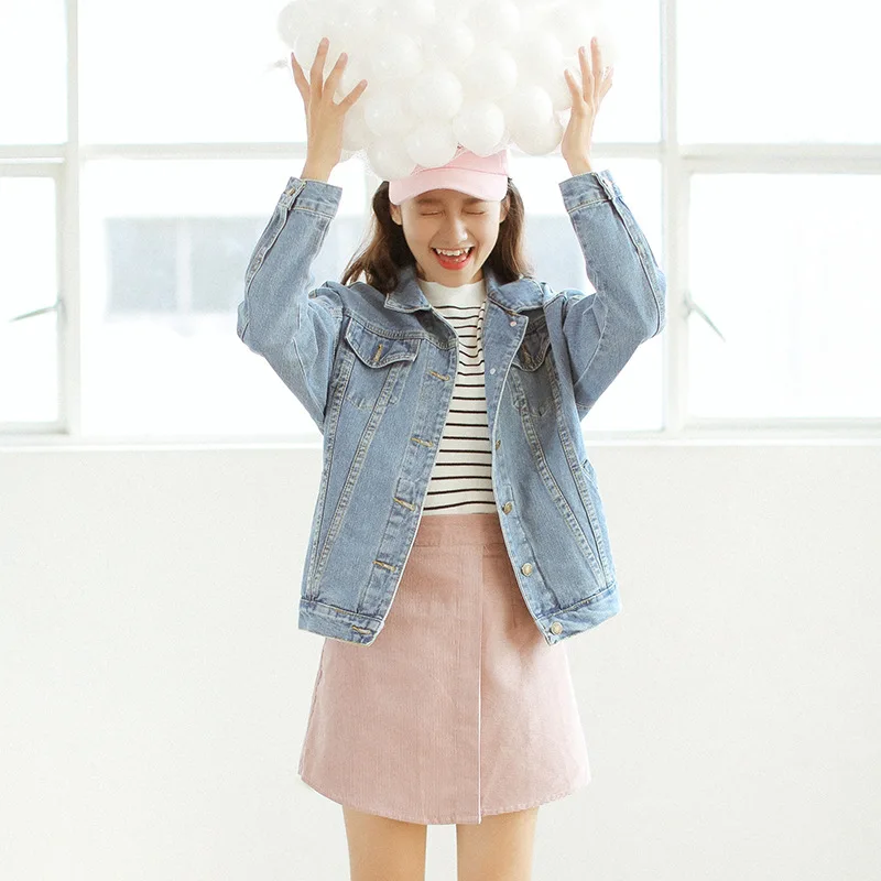 

Korean-style Versatile Short Coat Women's Short Loose-Fit Students Light Color BF New Style Cowboy Jacket