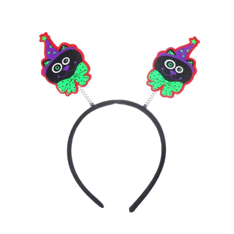 3 2pcs Kids Halloween Plastic Headband Pumpkin Ghost Cat Skull Decor Spring Hair Hoop Nightclub Masquerade Party Favors Headpiece - Цвет: 3