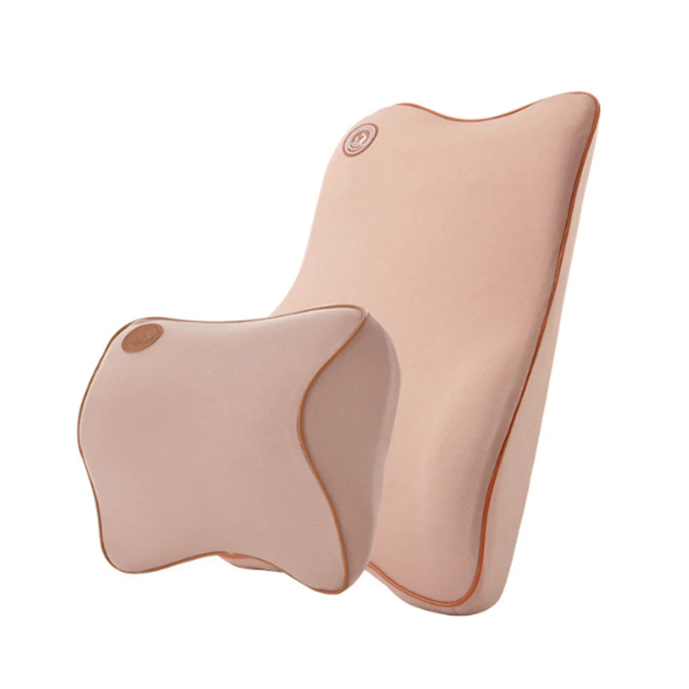 

2pcs/set Back Relieve Lumbar Cushion Home Gift Headrest Office Solid Memory Foam Zipper Car Driving Accessories Support