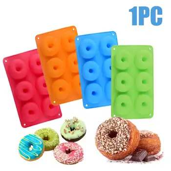 

Cake Bread Cooking Bagels Dessert Home Soft Silicone Baking Donut Mold 6 Cavity Kitchen Non Stick DIY Tool Easy Clean Round